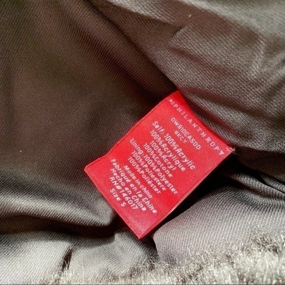 n: PHILANTHROPY Black Faux Fur‎ Full Zip Hooded Coat Jacket New Size Small - Picture 10 of 12